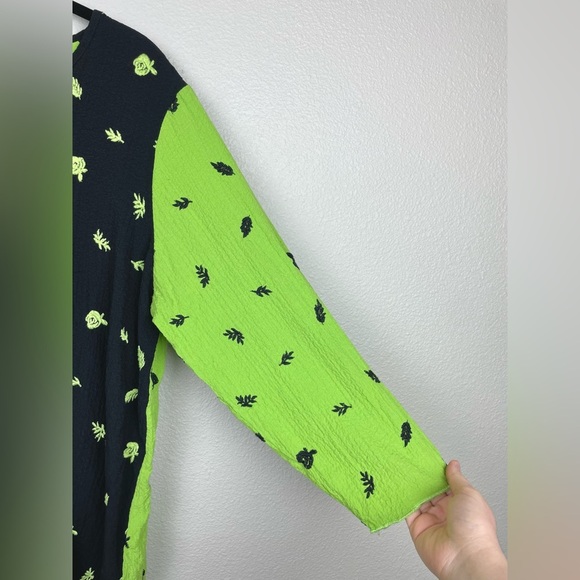 Ali Miles Women's Large Floral Color Block 3/4 Sleeve Tunic Brat Green Apple - Picture 6 of 14